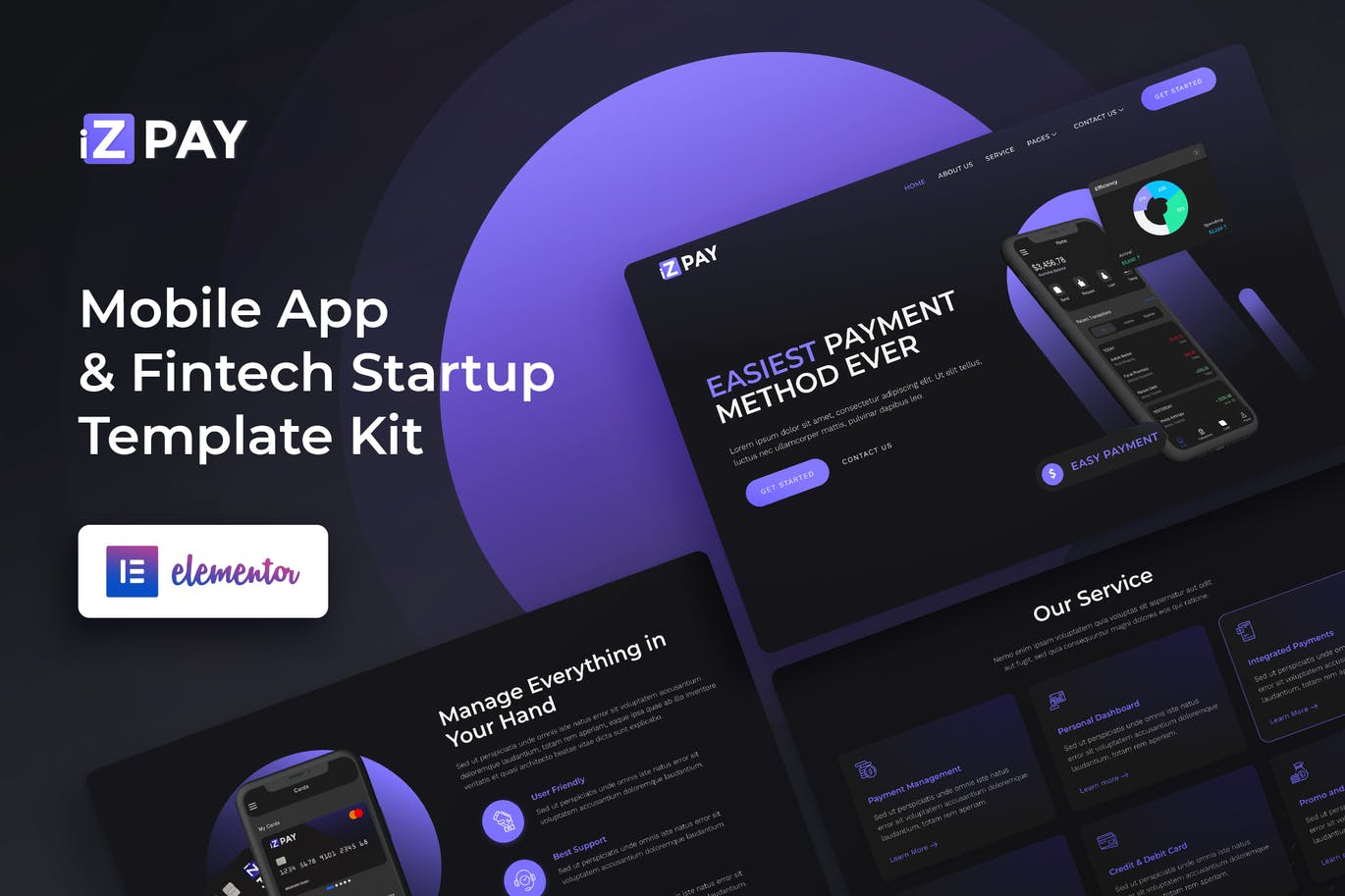 Mobile App & Fintech Startup Elementor Template