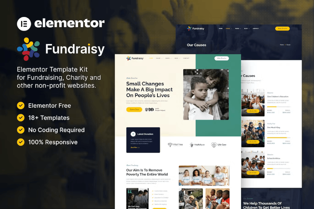 Charity & Fundraising Elementor Template