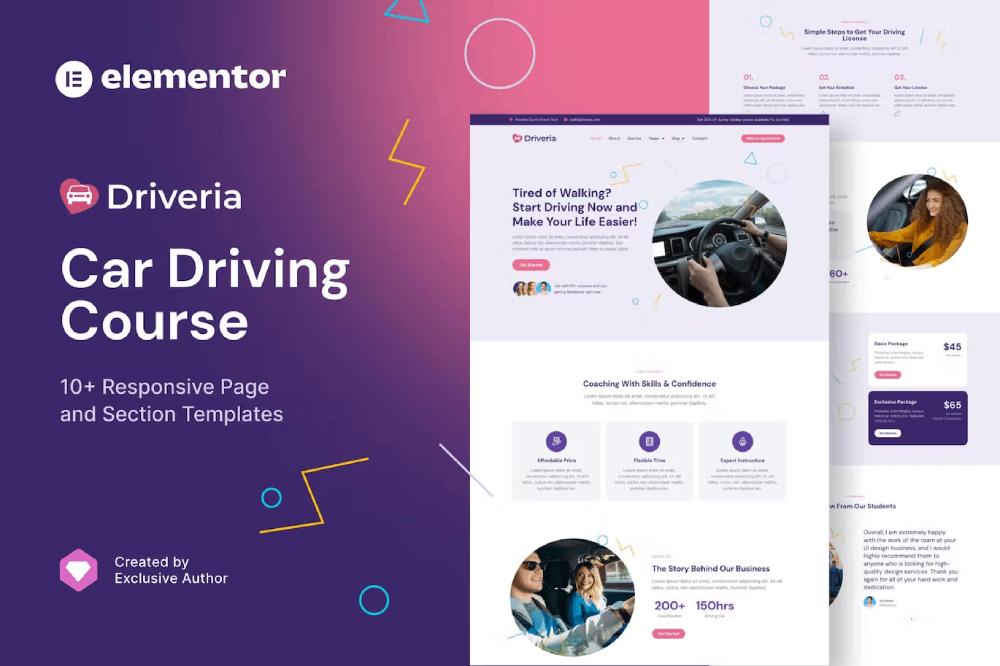 Car Driving Course Elementor Template