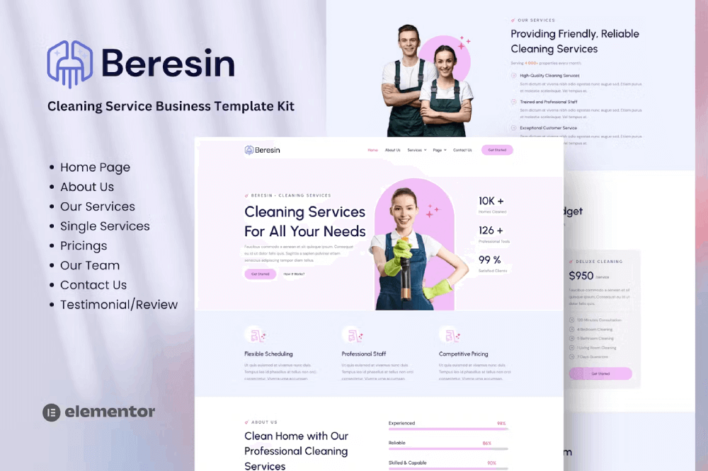 Modern Cleaning Service Business Elementor Template