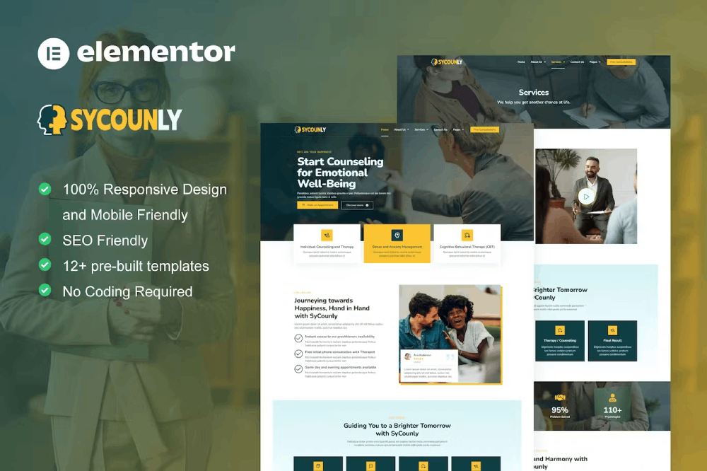Psychology & Counseling Services Elementor Pro Template