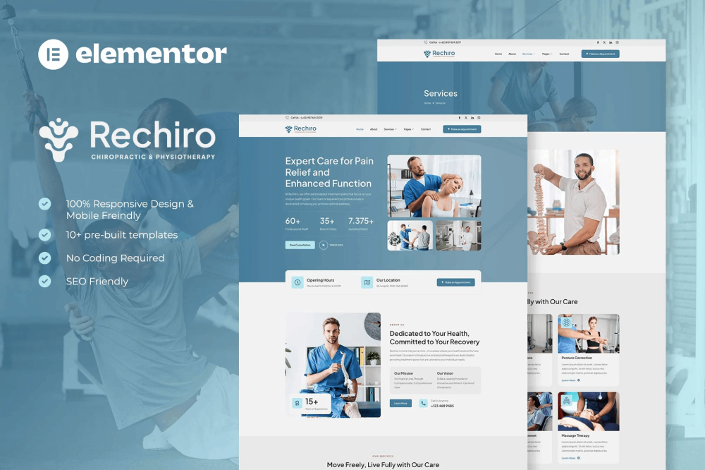 Chiropractic & Physiotherapy Elementor Template
