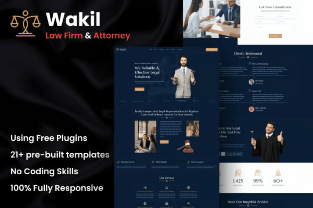 Attorney Law Firm & Legal Services Elementor Template