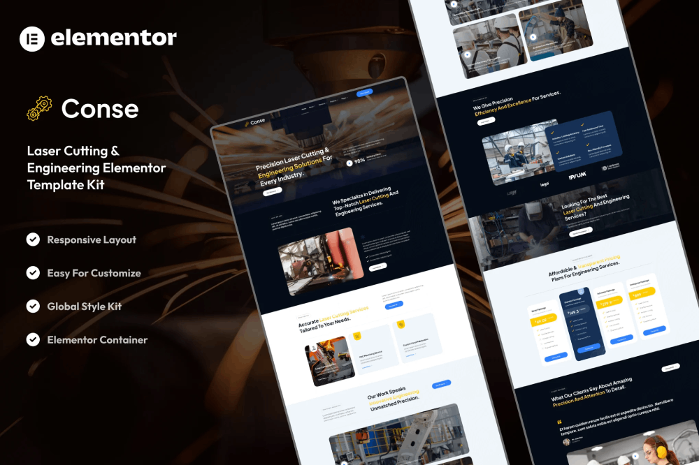 Industrial & Laser Cutting Services Elementor Template
