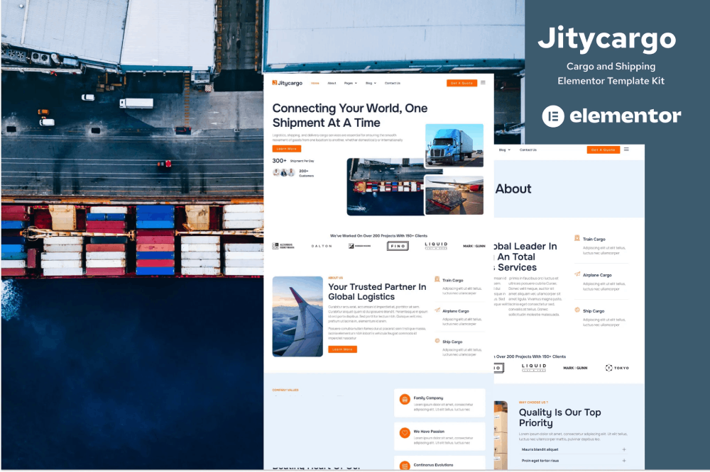 Logistic Cargo & Transportation Elementor Template