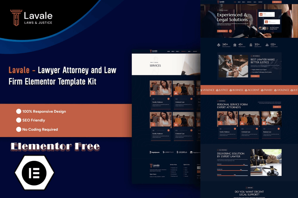 Lawyer Attorney and Law Firm Elementor Template