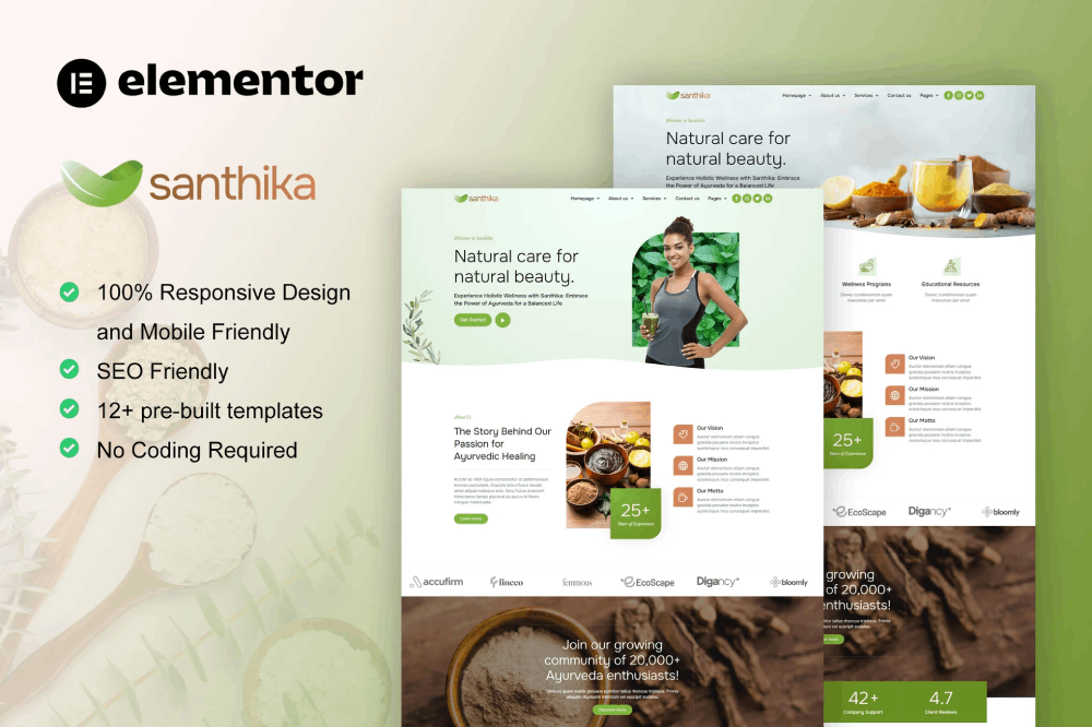 Ayurveda & Natural Beauty Care Elementor Template