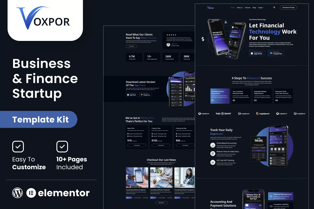 Business & Finance Startup Elementor Template