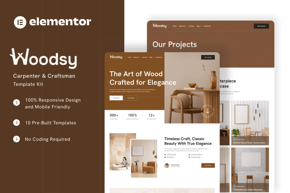 Carpenter & Craftsman Elementor Template