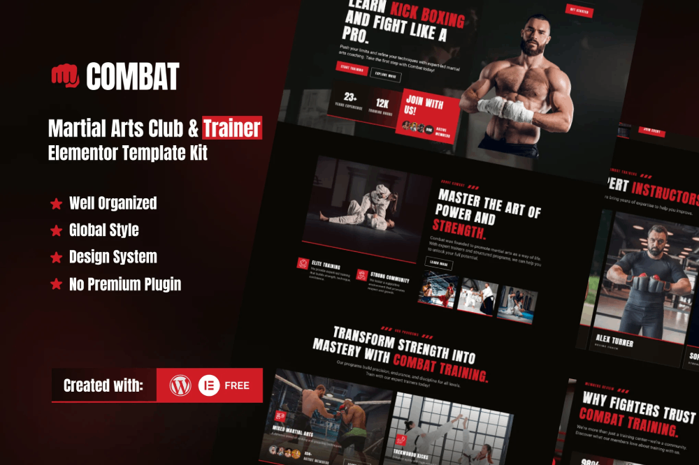 Martial Arts Club & Trainer Elementor Template