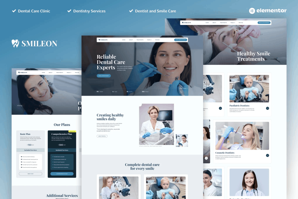 Dentist & Dental Clinic Elementor Template