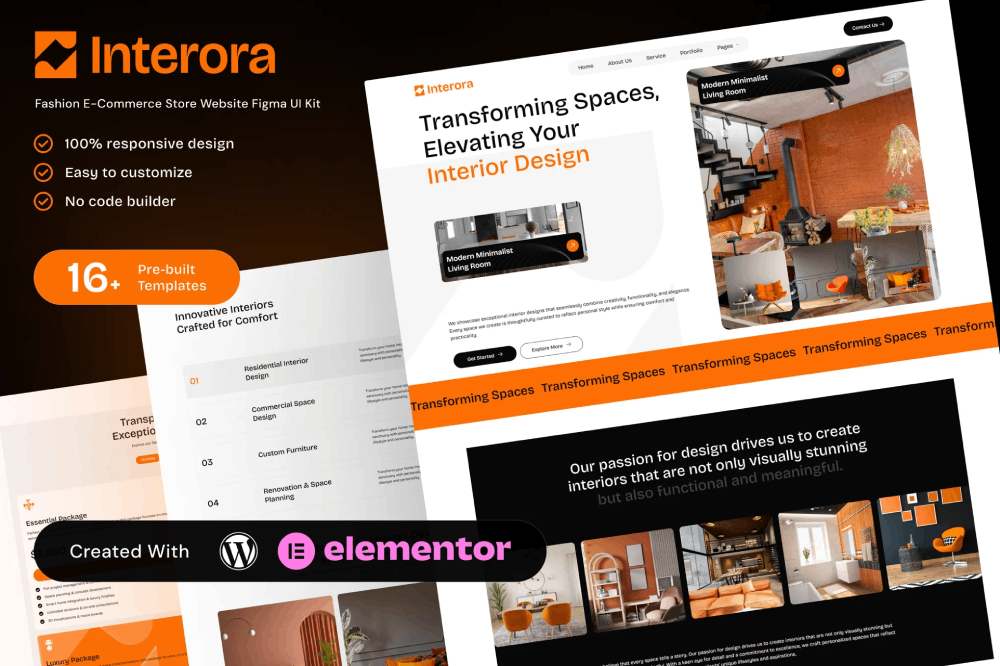 Interior Design Portfolio Elementor Template