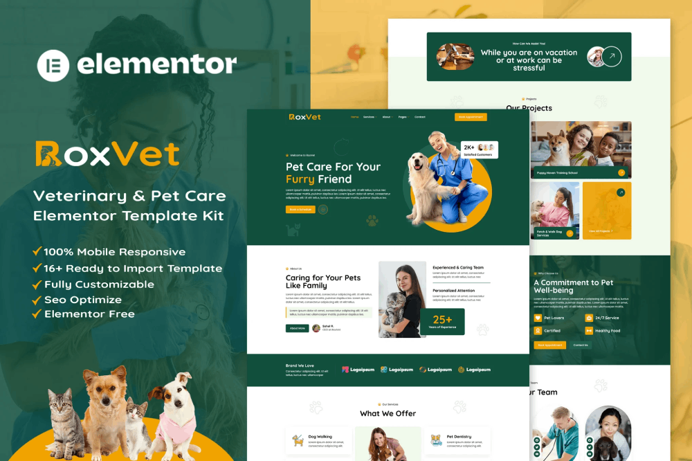 Veterinary & Pet Care Services Elementor Template