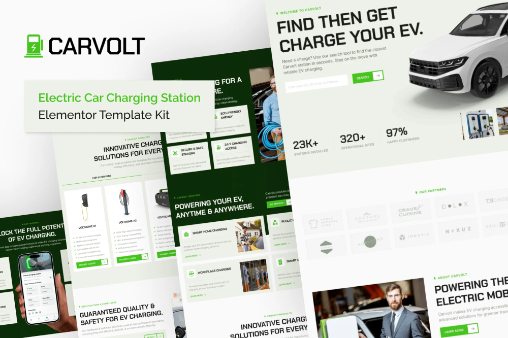 Electric Car Charging Station Elementor Template