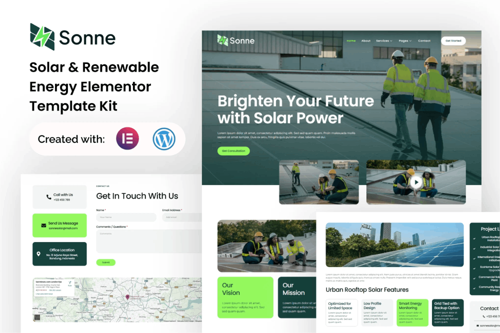 Solar & Renewable Energy Elementor Template