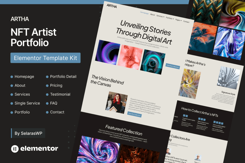 NFT Artist Portfolio Elementor Template