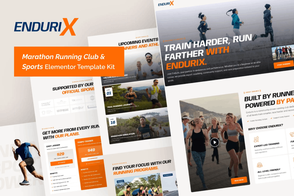 Marathon Running Club & Sports Elementor Template