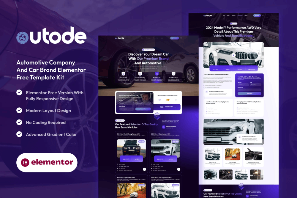Automotive Company And Car Brand Elementor Template