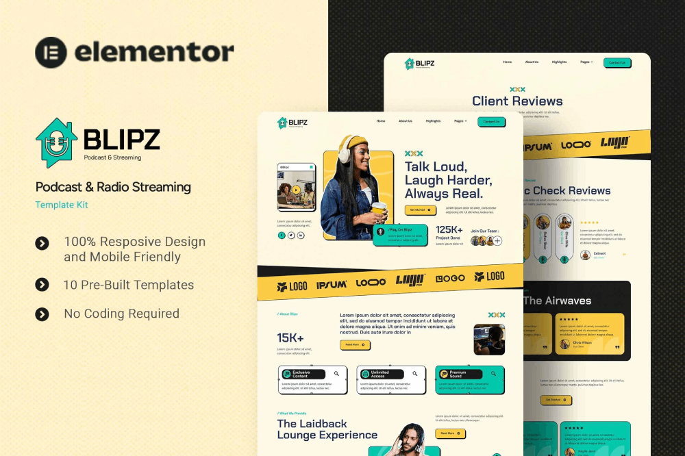 Podcast & Radio Streaming Elementor Template