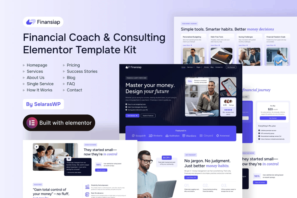Financial Coach & Consulting Elementor Template