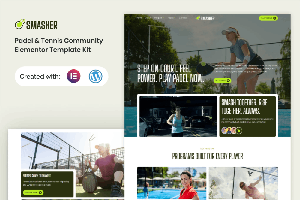 Padel Tennis Community Elementor Template