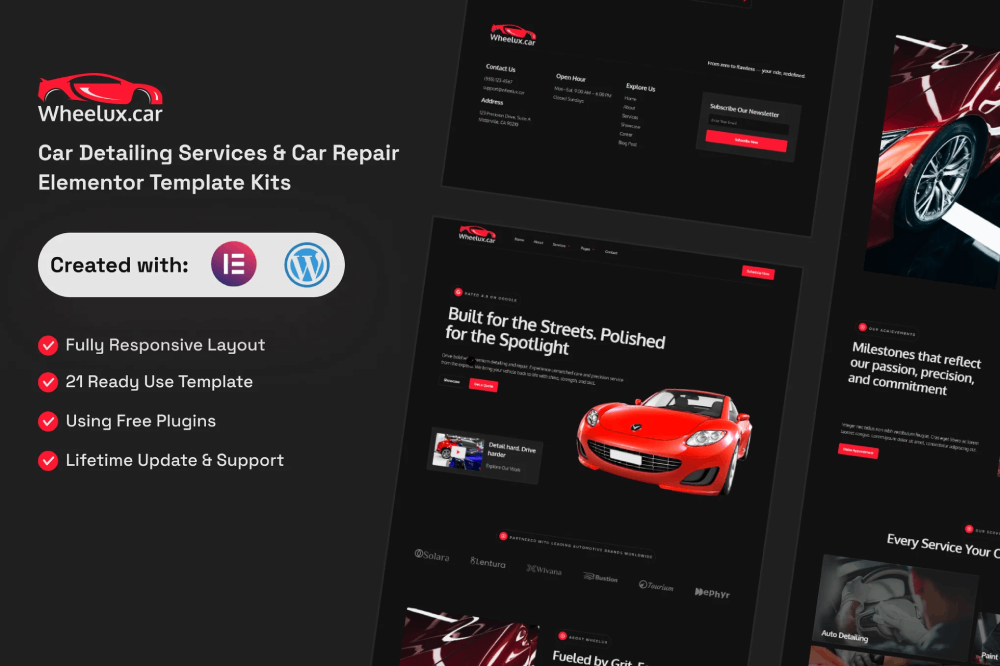 Car Detailing Services & Car Repair Elementor Template
