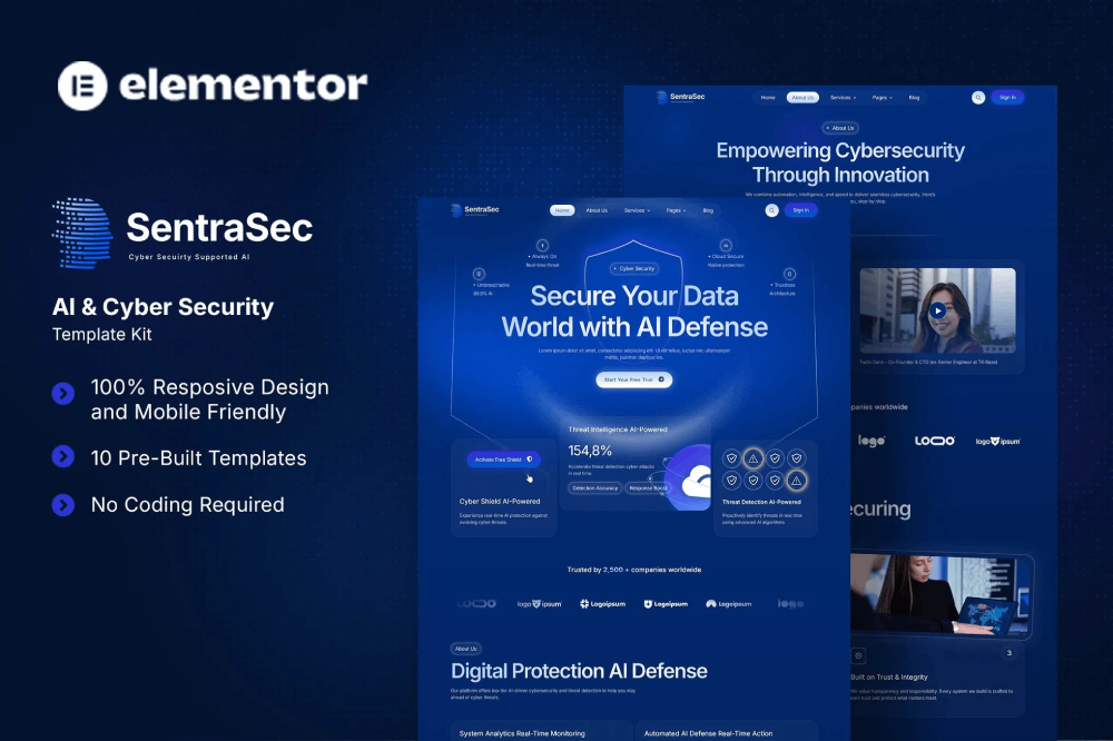 AI & Cyber Security Elementor Template