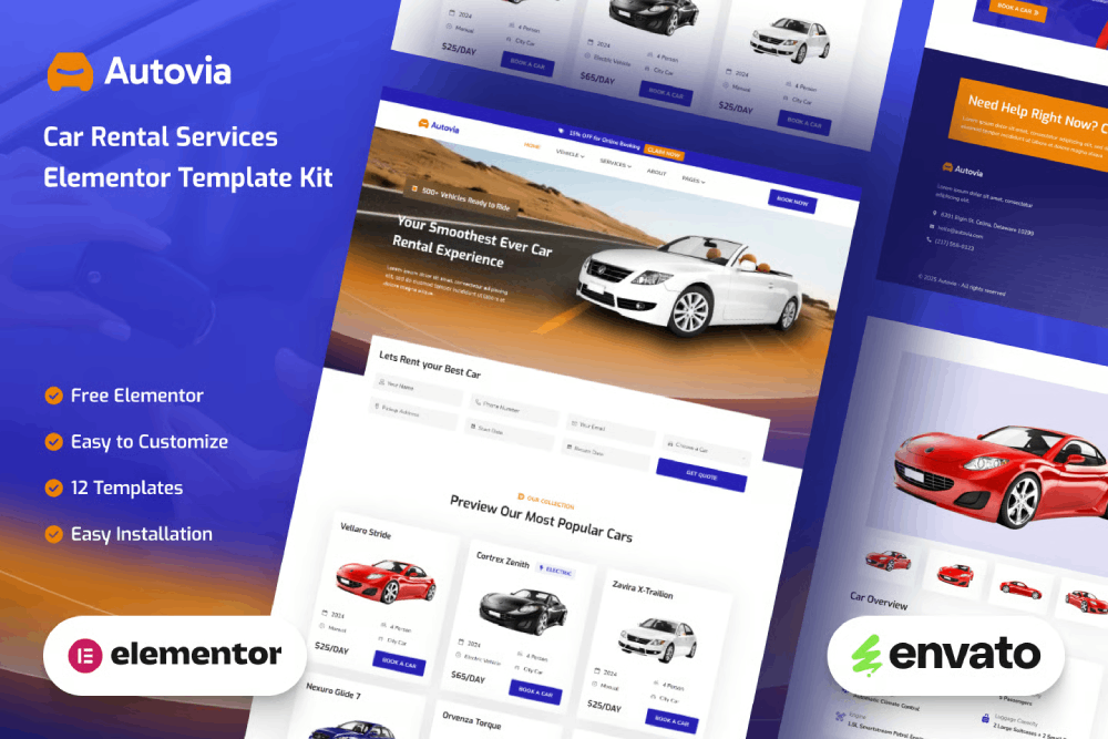 Car Rental Service Elementor Template