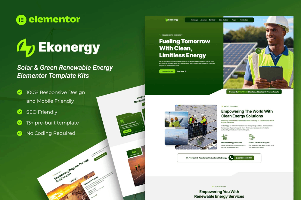 Solar & Green Renewable Energy Elementor Template