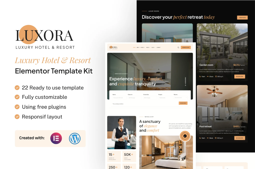 Luxury Hotel & Resort Elementor Template
