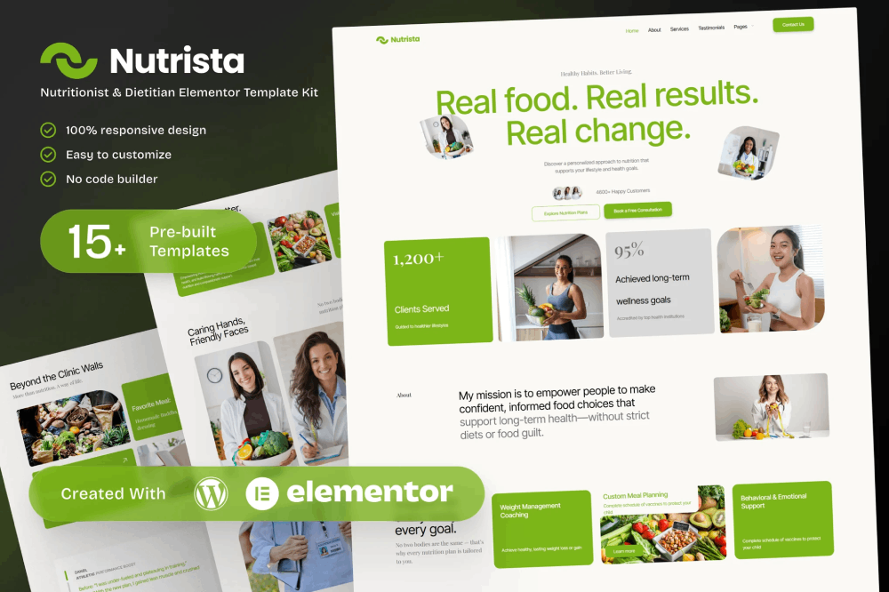 Nutritionist & Dietitian Elementor Template