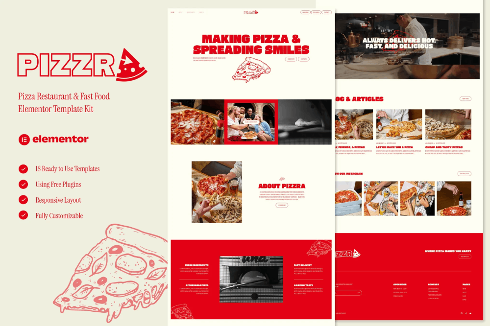 Pizza Restaurant & Fast Food Elementor Template