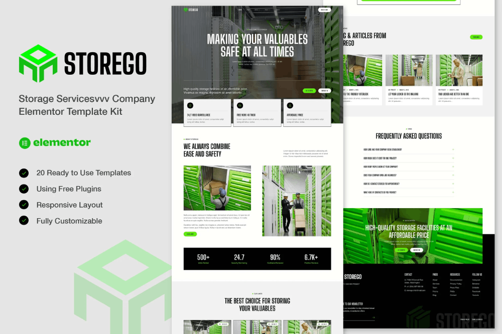 Storage Services Company Elementor Template