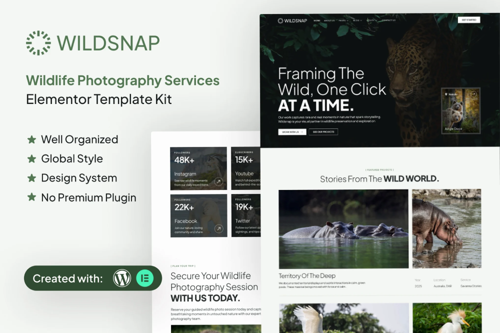 Wildlife Photography Services Elementor Template