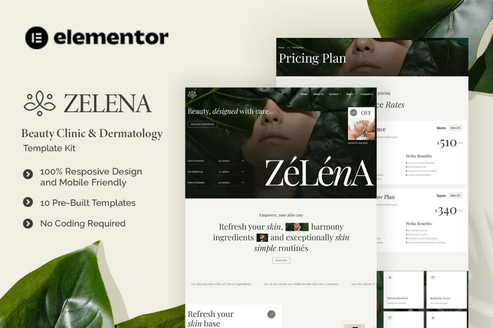 Beauty Clinic & Dermatology Elementor Template