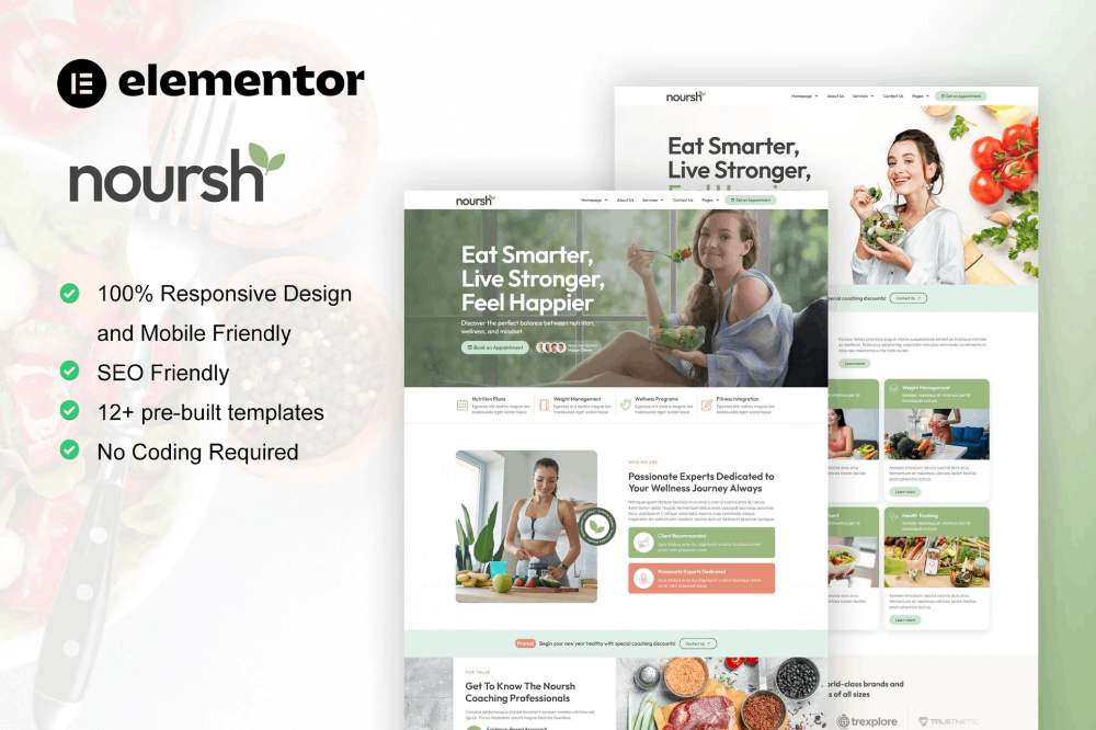 Healthy Food & Nutrition Elementor Template