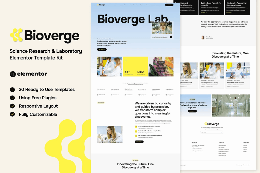 Science Research & Laboratory Elementor Template