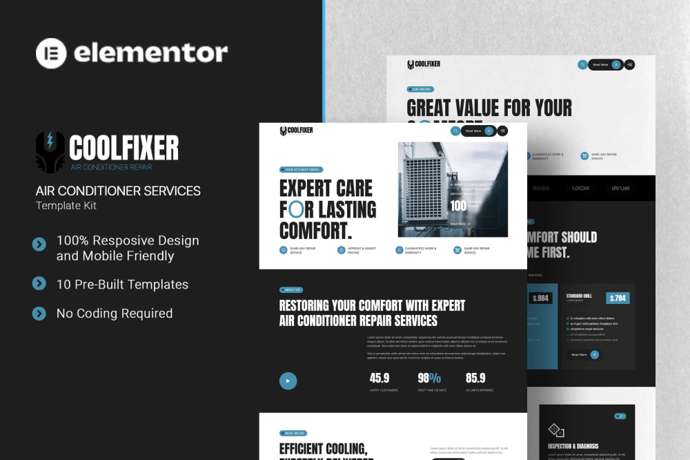 Air Conditioner Services Elementor Template