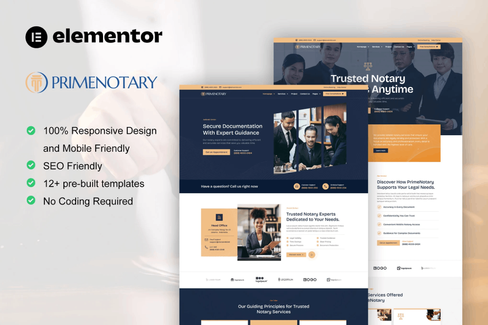 Notary Public & Legal Services Elementor Template