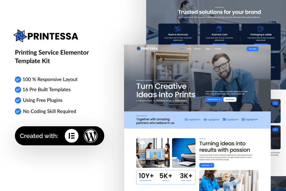 Printing Services Elementor Template