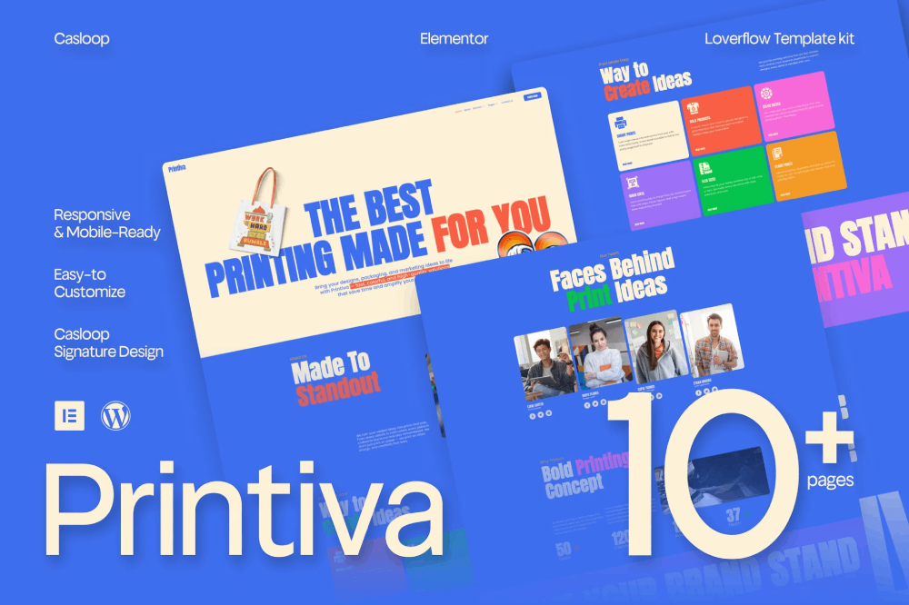 Modern Colorful Printing Service Company Elementor Template