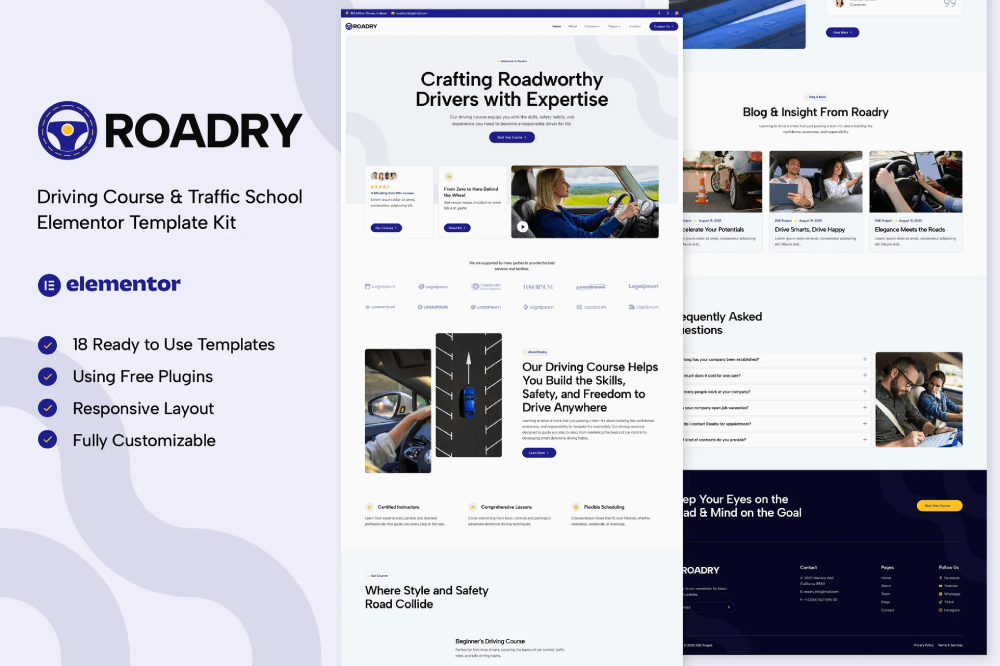 Driving Course & Traffic School Elementor Template