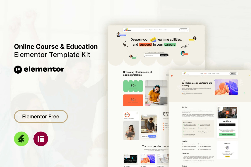 Online Course & Education Elementor Template