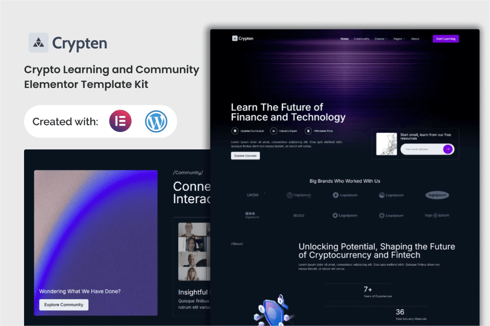 Crypto Learning and Community Elementor Template