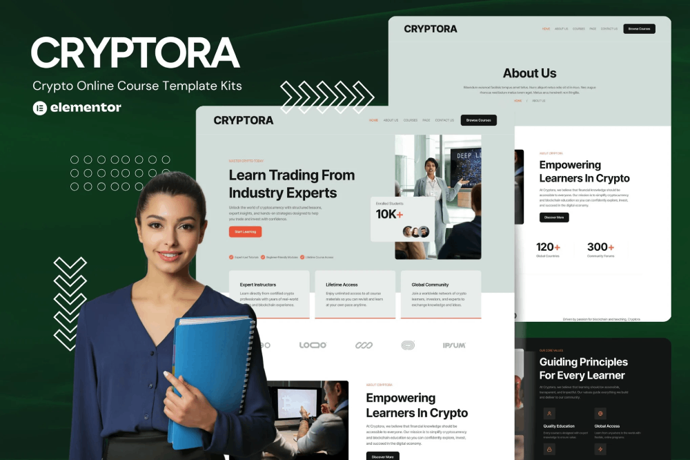 Crypto Online Course Website Elementor Template