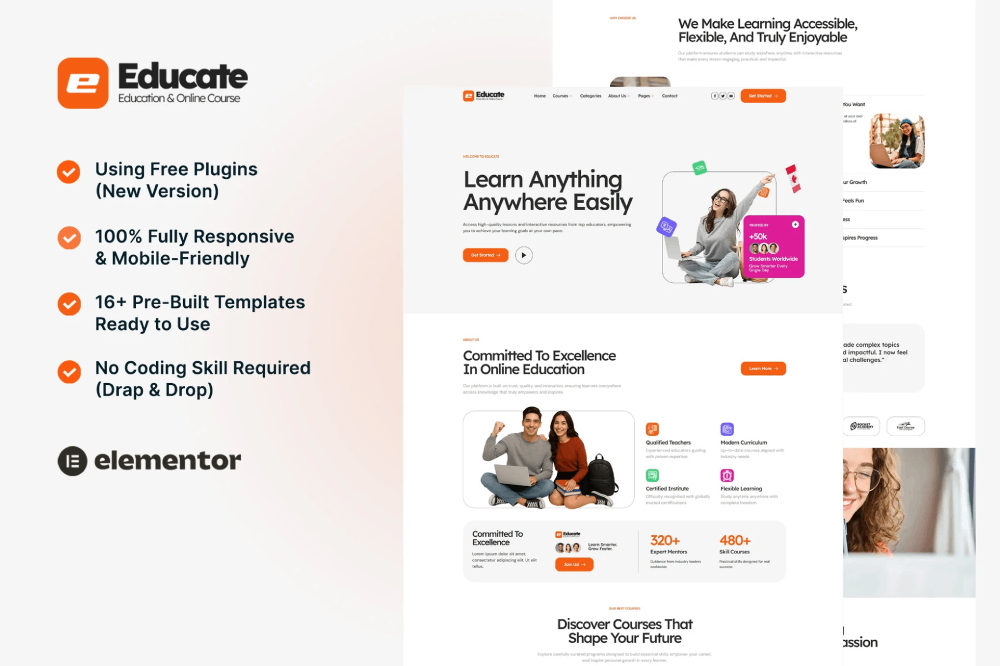 eLearning & Course Elementor Template