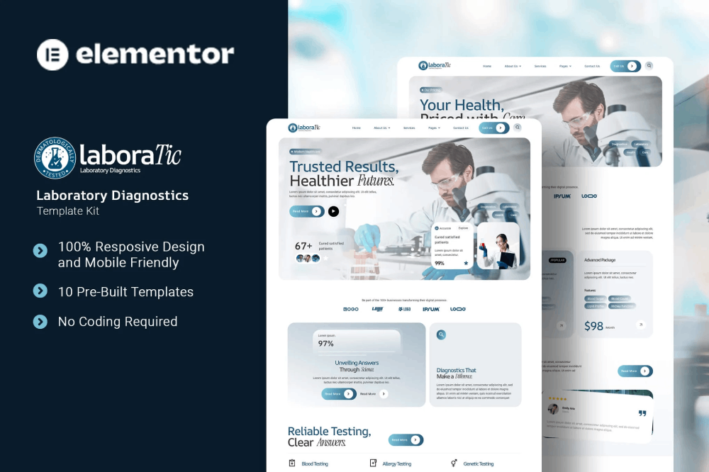Laboratory Diagnostics Elementor Template