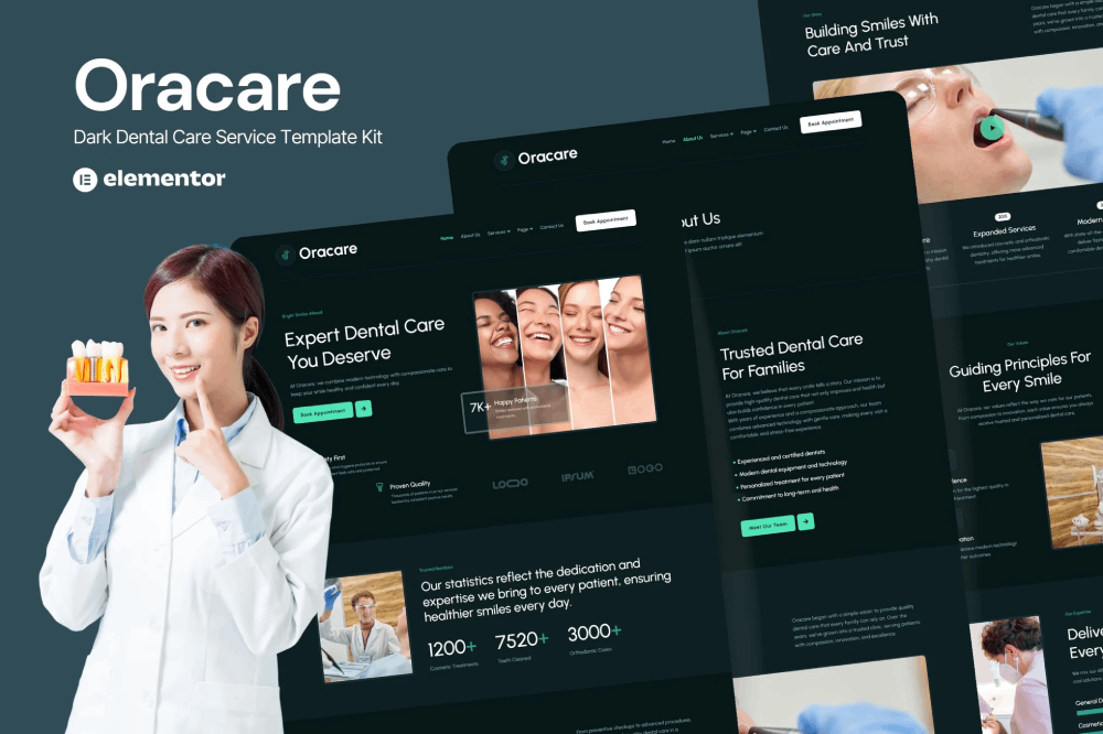 Dental Care Service Website Elementor Template