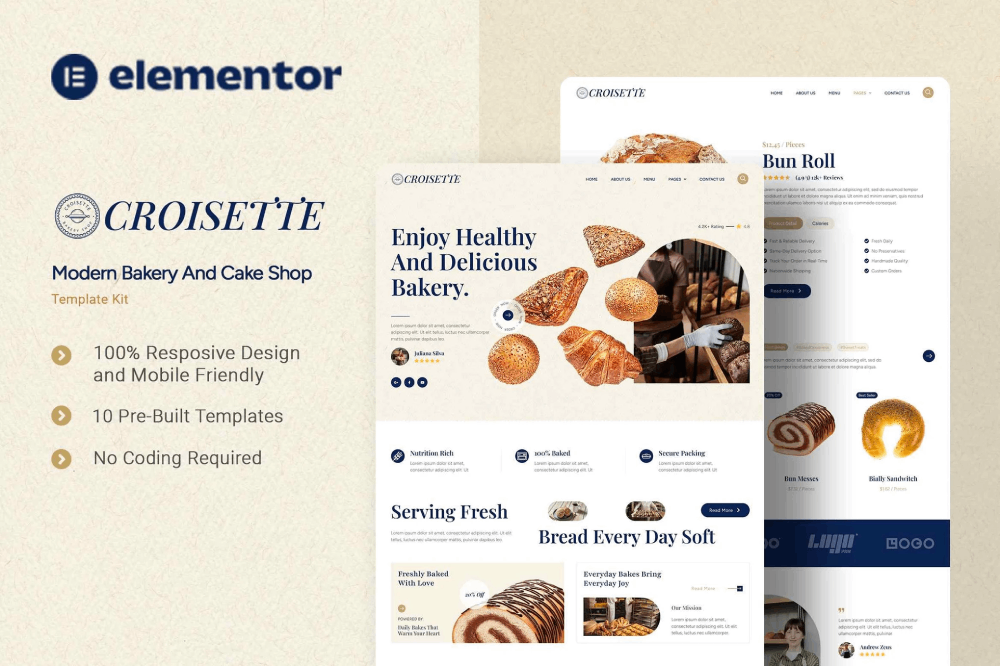 Modern Bakery and Cake Shop Elementor Template