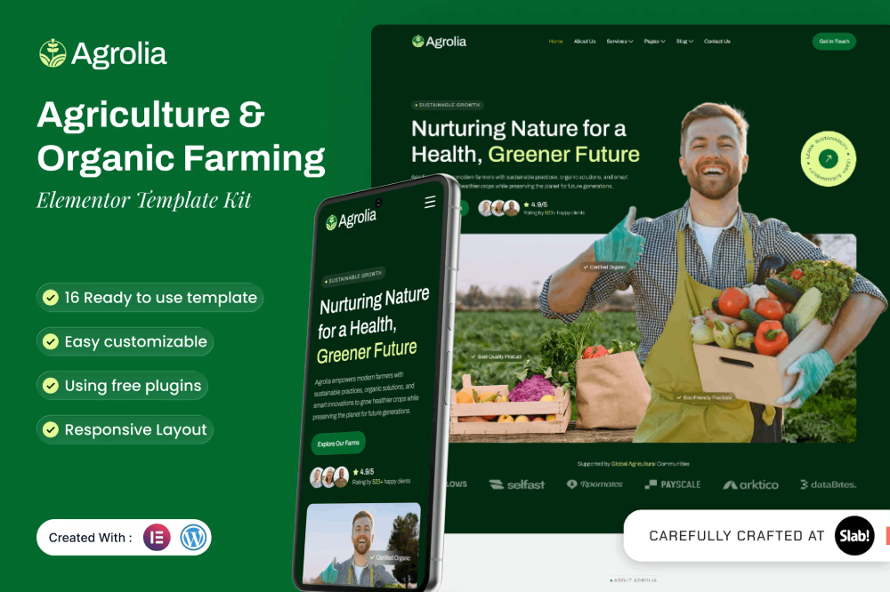 Agriculture & Organic Farming Elementor Template